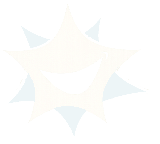 A white, five-pointed star icon with a smiling mouth, perfect for a Mill Creek kids dentist.